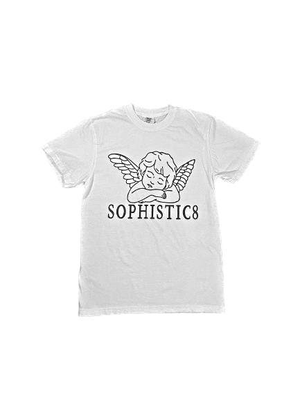 white sophistic8 angel tshirt